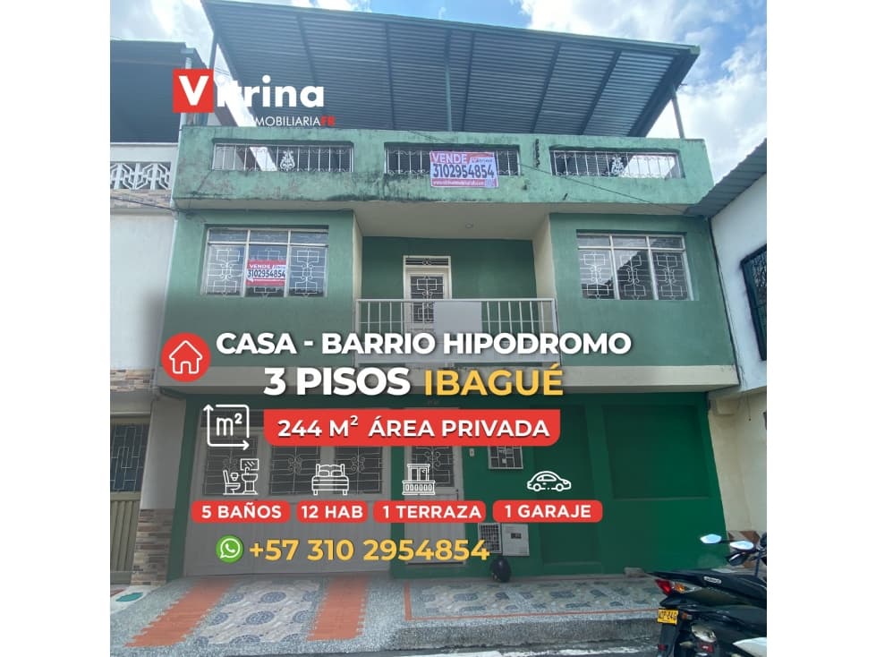 VENDO CASA BARRIO HIPODROMO 3 PISOS - IBAGUÉ - 1