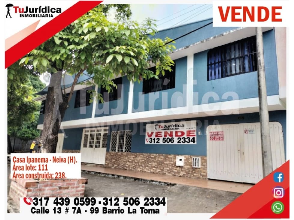 SE VENDE CASA COMERCIAL HABITACIONAL - B. FLORESTA ORIENTE DE NEIVA - 1