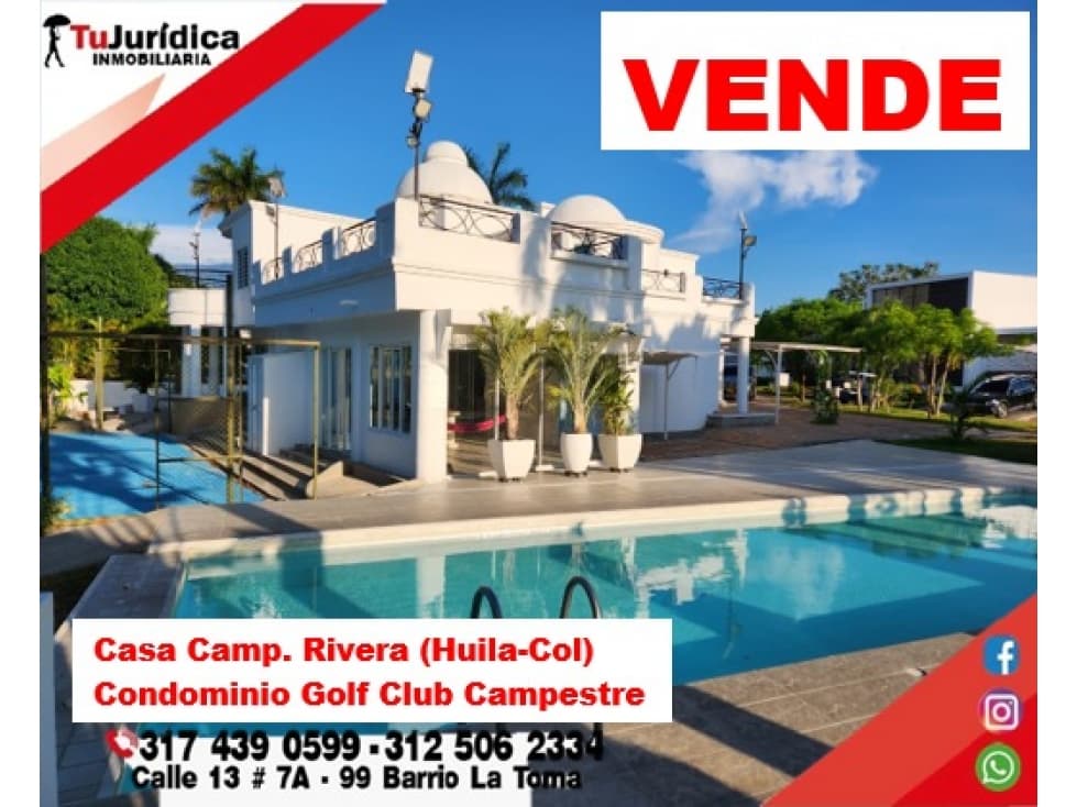 SE ARRIENDA CASA CONDOMINIO GOLF CLUB CAMPESTRE - RIVERA (HUILA-COL) - 1