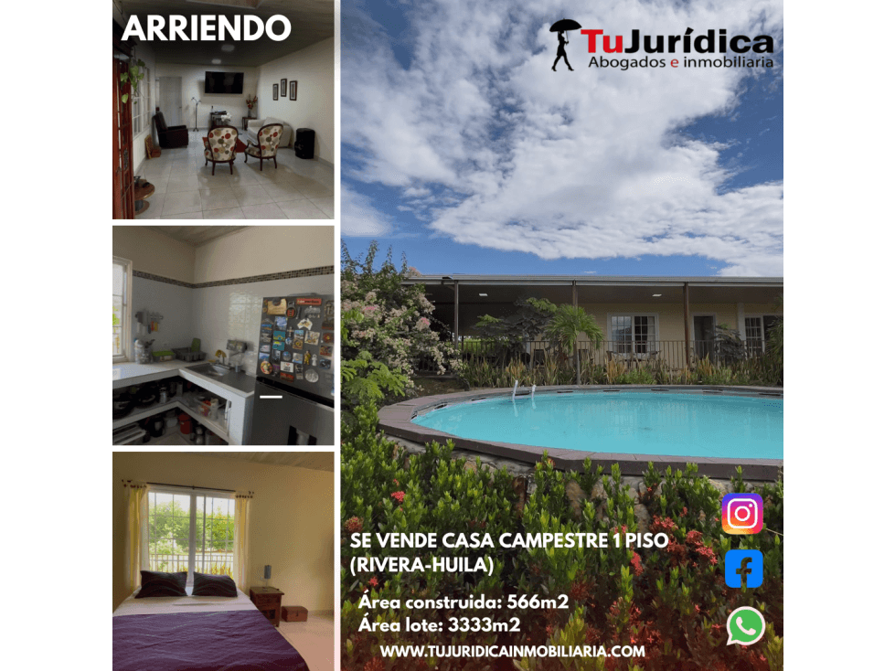 SE ARRIENDA CASA CAMPESTRE (RIVERA-HUILA) - 1