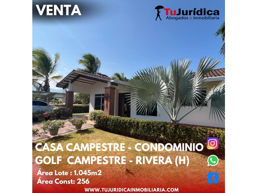 SE VENDE CASA CONDOMINIO GOLF CLUB CAMPESTRE - RIVERA (HUILA-COL) - 1