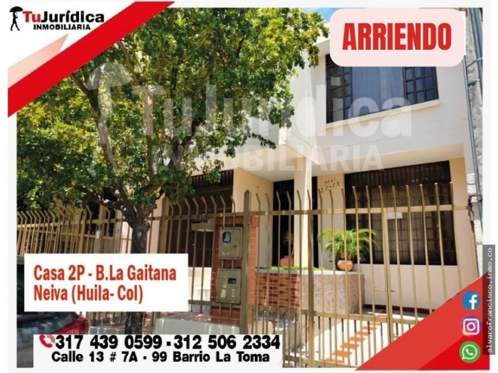 SE ARRIENDA CASA COMERCIAL 2P - B. LA GAITANA - NEIVA (HUILA-COL) - 1