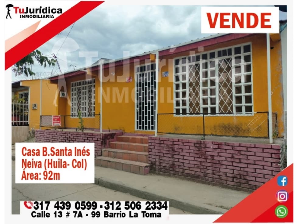 SE VENDE CASA RENTANDO - NORTE NEIVA (HUILA-COL) - B. SANTA INES - 1