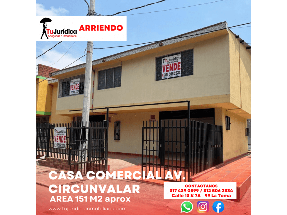 SE ARRIENDA CASA COM. ESQ. 2P - AVN. CIRCUNVALAR / CRA 9. (HUI-COL) - 1