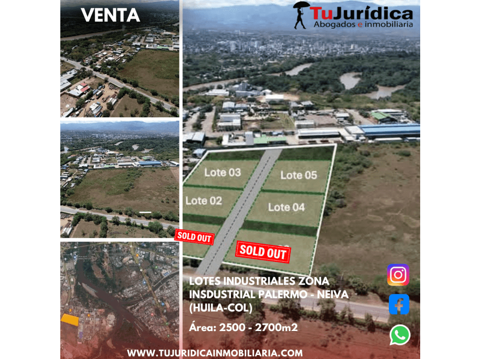 SE VENDE LOTES INDUSTRIALES ZONA INSDUSTRIAL PALERMO - NEIVA HUILA-COL - 1