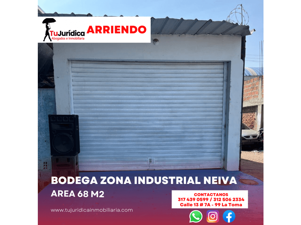 SE ARRIENDA BODEGA ZONA INDUSTRIAL NEIVA (HUI-COL) - 1