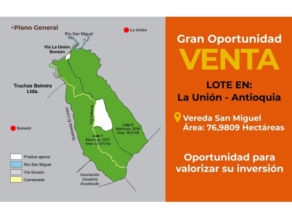 Lote o terreno de 76 H para cultivos o ganaderia en La Union - 1