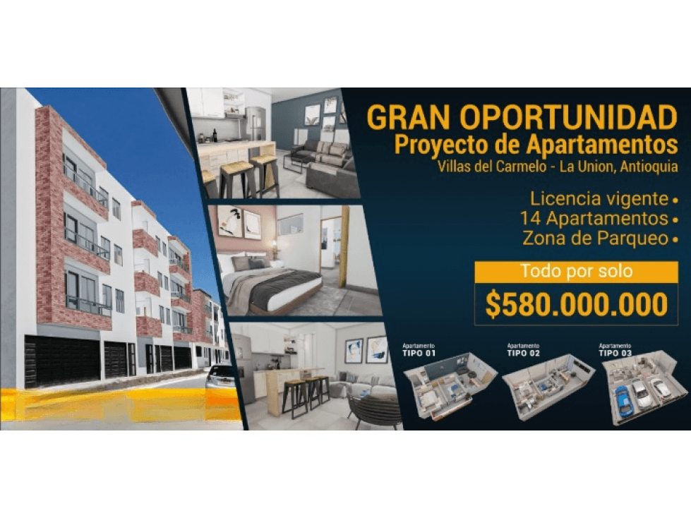 SE VENDE LOTE, PROYECTO APARTAMENTOS VILLAS DEL CARMERO,LA UNION - 1