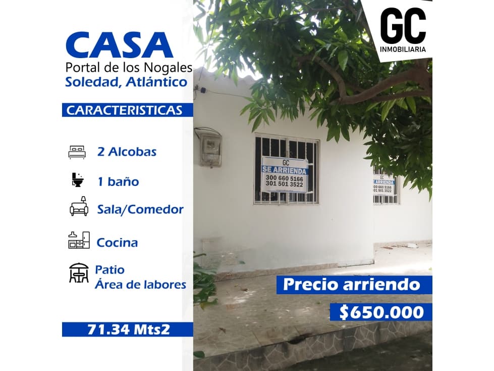 Se arrienda Casa Portal de los nogales - soledad - 1