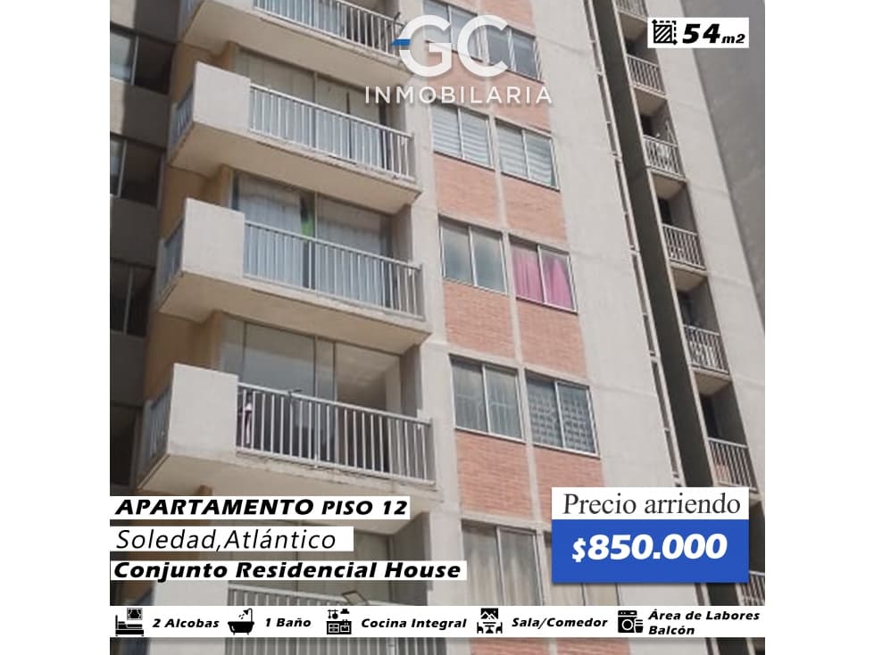 se arrienda apartamento piso 12- Conjunto residencial House-Soledad - 1
