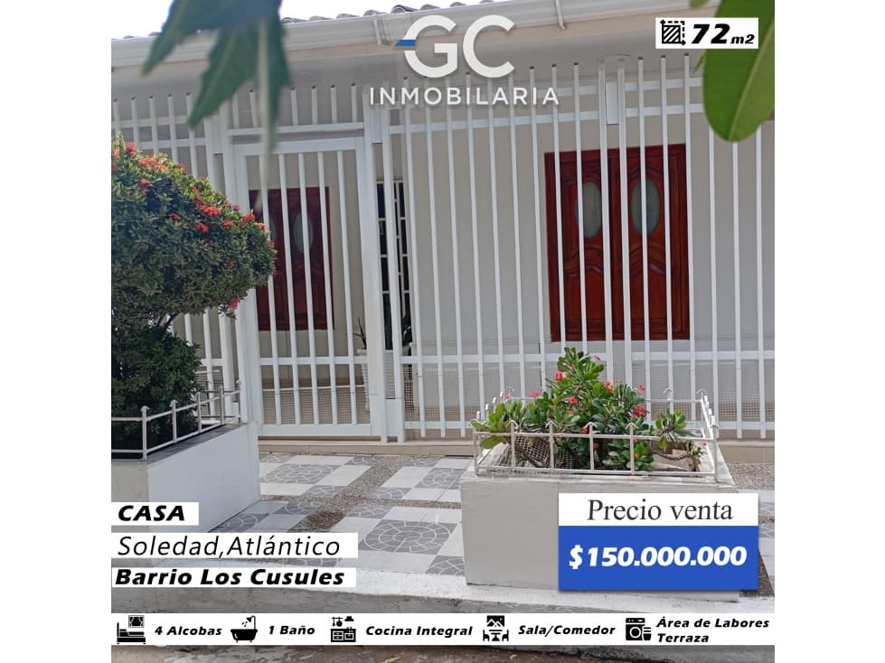 se vende casa los cusules - soledad - 1