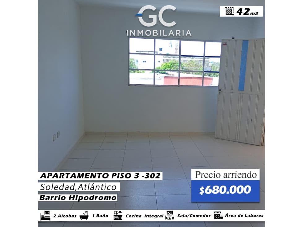 Se arrienda apartamento piso 3 - 302 Barrio hipodromo - 1