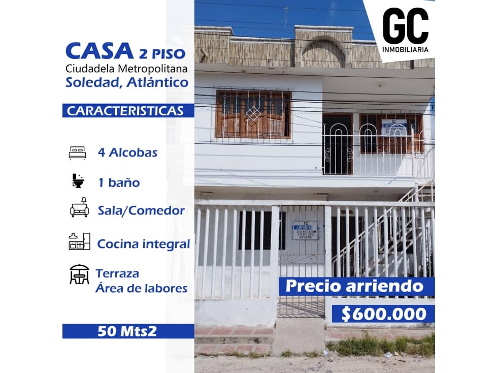 Se arrienda Casa 2do piso / Ciudadela Metropolitana, Soledad - 1