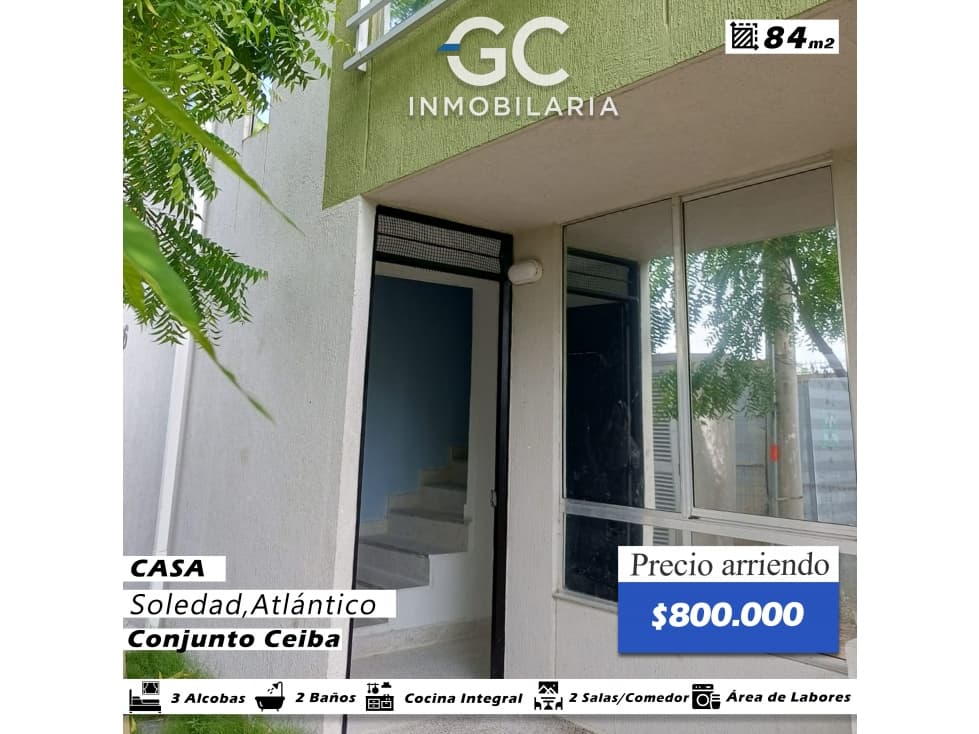 Se arrienda casa 2 pisos Conjunto ceiba - soledad - 1