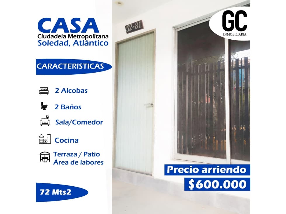 se arrienda casa ciudadela metropolitana - Soledad - 1