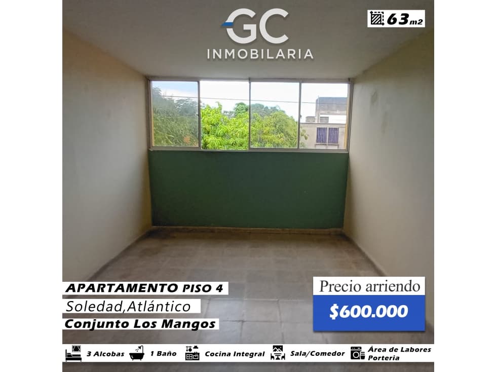Se arrienda apartamento piso 4 Conjunto los mangos - soledad - 1