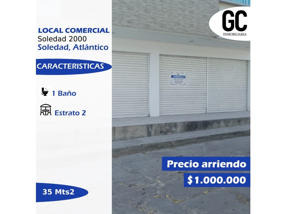 se arrienda local comercial - soledad 2000 - soledad - 1
