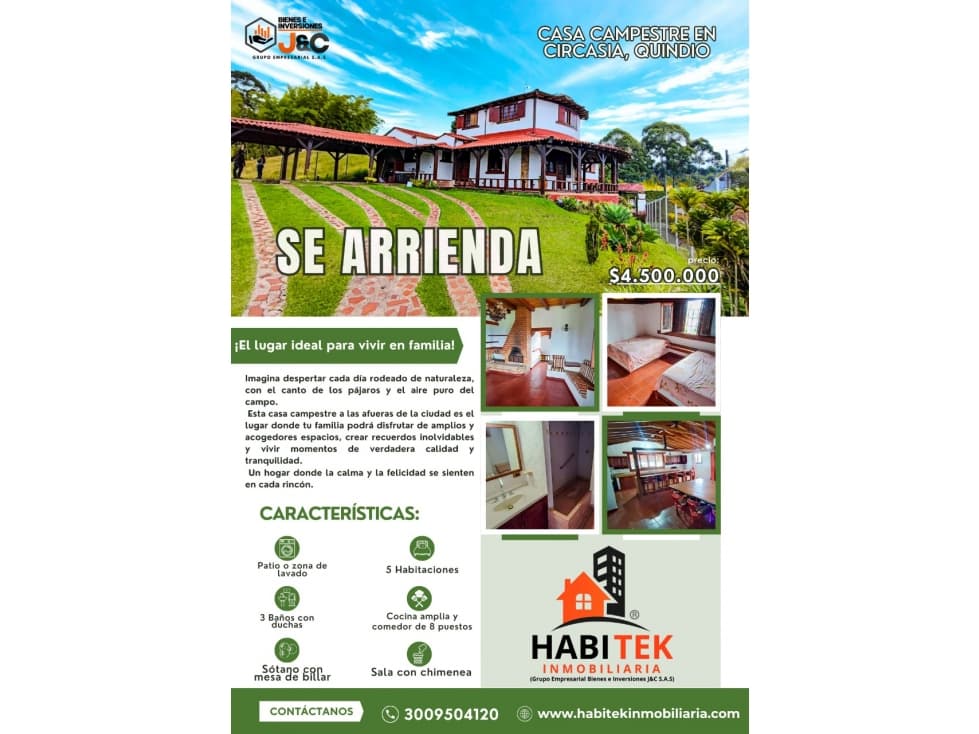 se arrienda casa campestre, Circasia Quindio - 1