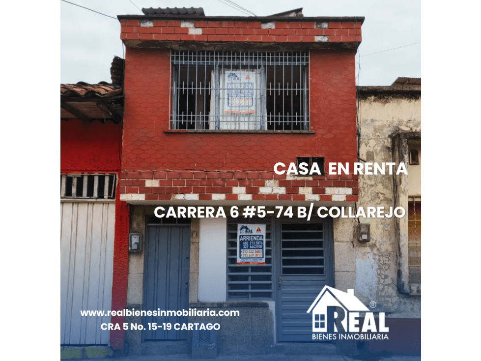 ARRENDAMIENTO CASA COLLAREJO CARTAGO VALLE - 1