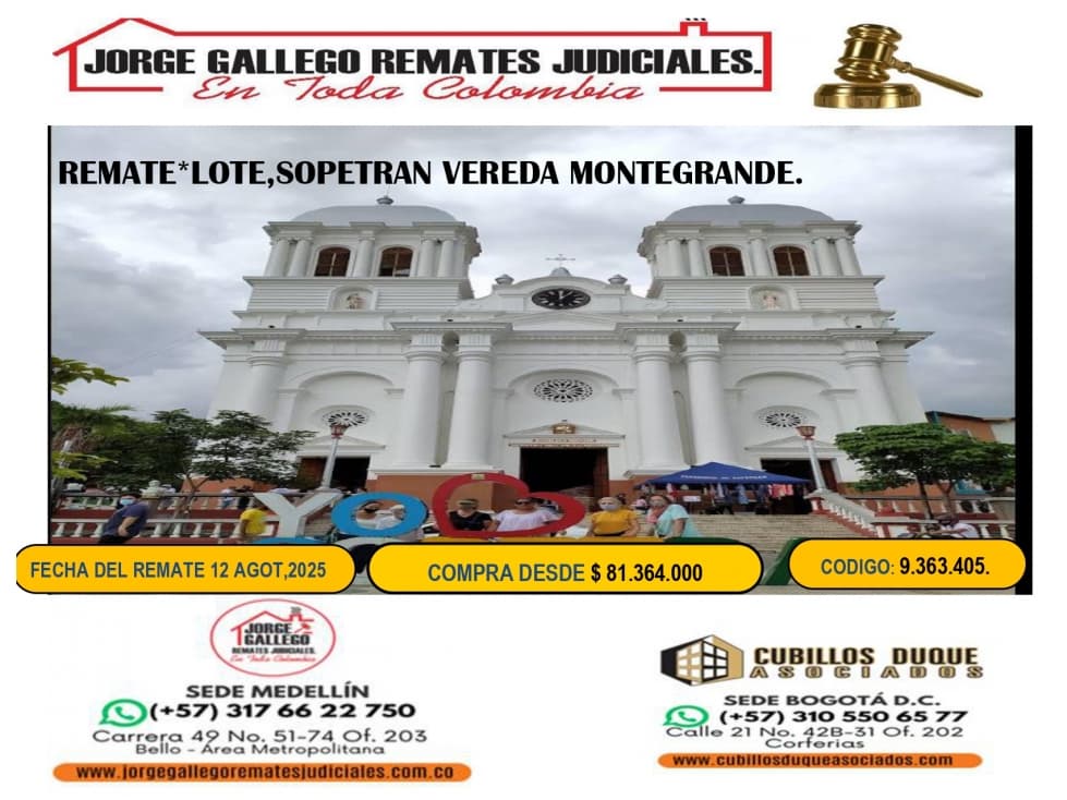 REMATE,LOTE, SOPETRAN VEREDA MONTEGRANDE. - 1