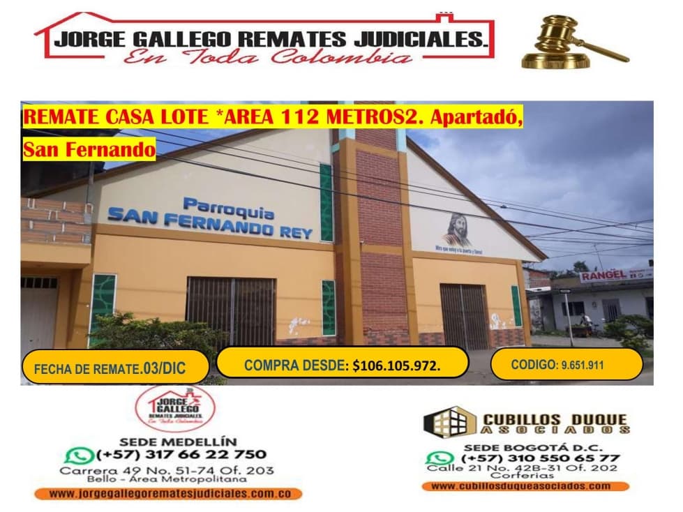 REMATE CASA APARTADÓ - 1