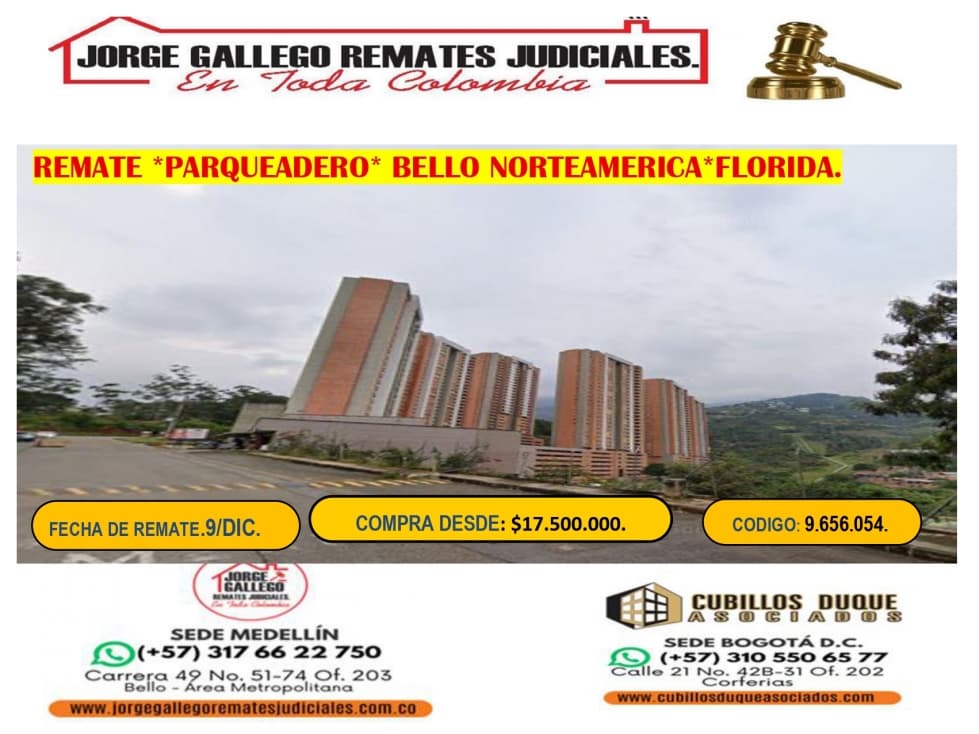 REMATE*PARQUEADERO*BELLO NORTE AMERICA. - 1