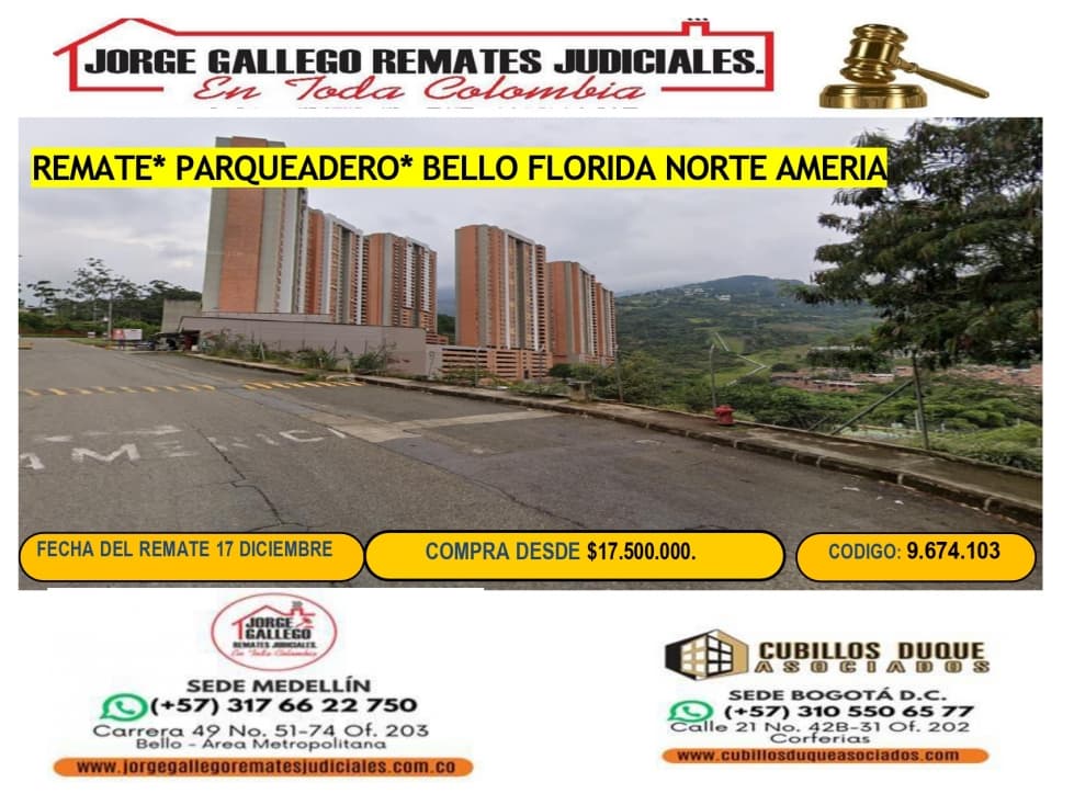 REMATE*PARQUEADERO* BELLO FLORIDA NORTE AMERICA. - 1