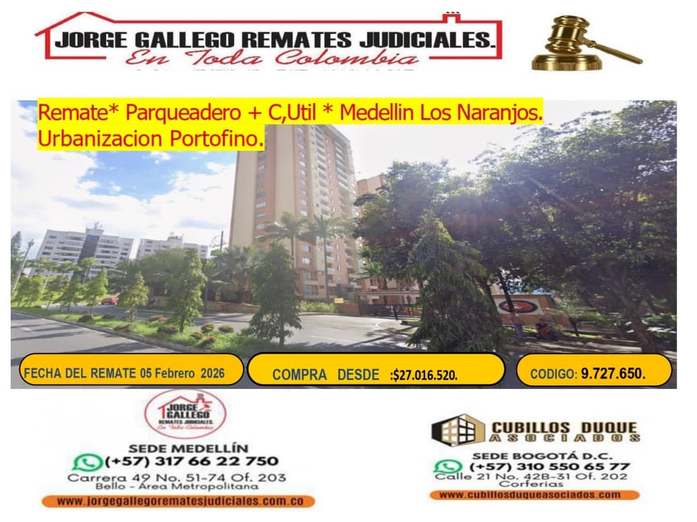 Remate*Parqueadero Y Util.*Medellin Los Naranjos. - 1