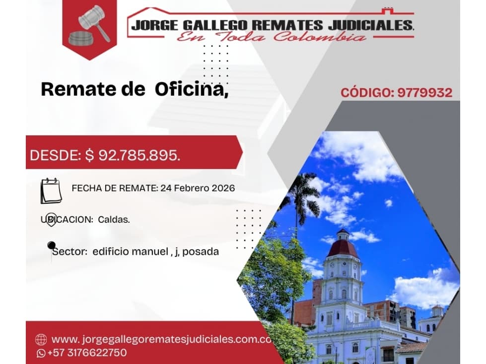 Remate* OFICINA* Caldas edificio manuel j posada. - 1