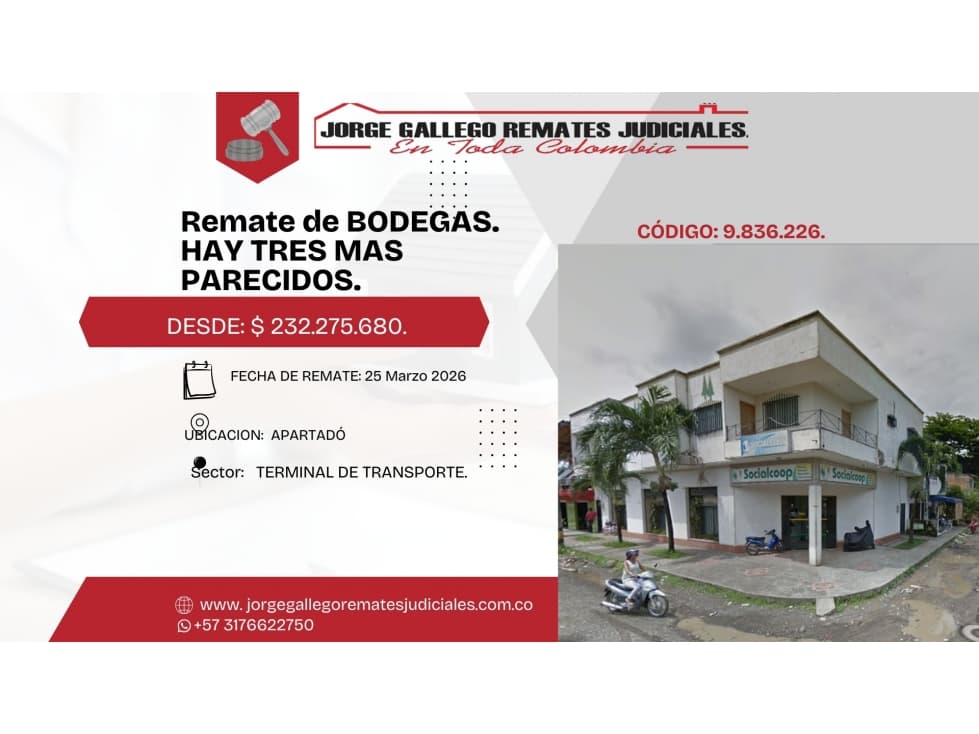 Remate*Bodega * Apartado, hay tres bodegas mas para remate. - 1