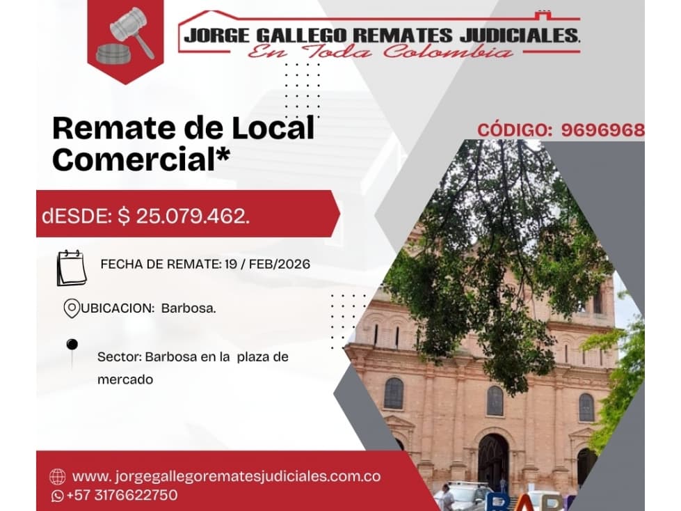 Remate* Local Comercial* Barbosa plaza de mercado. - 1