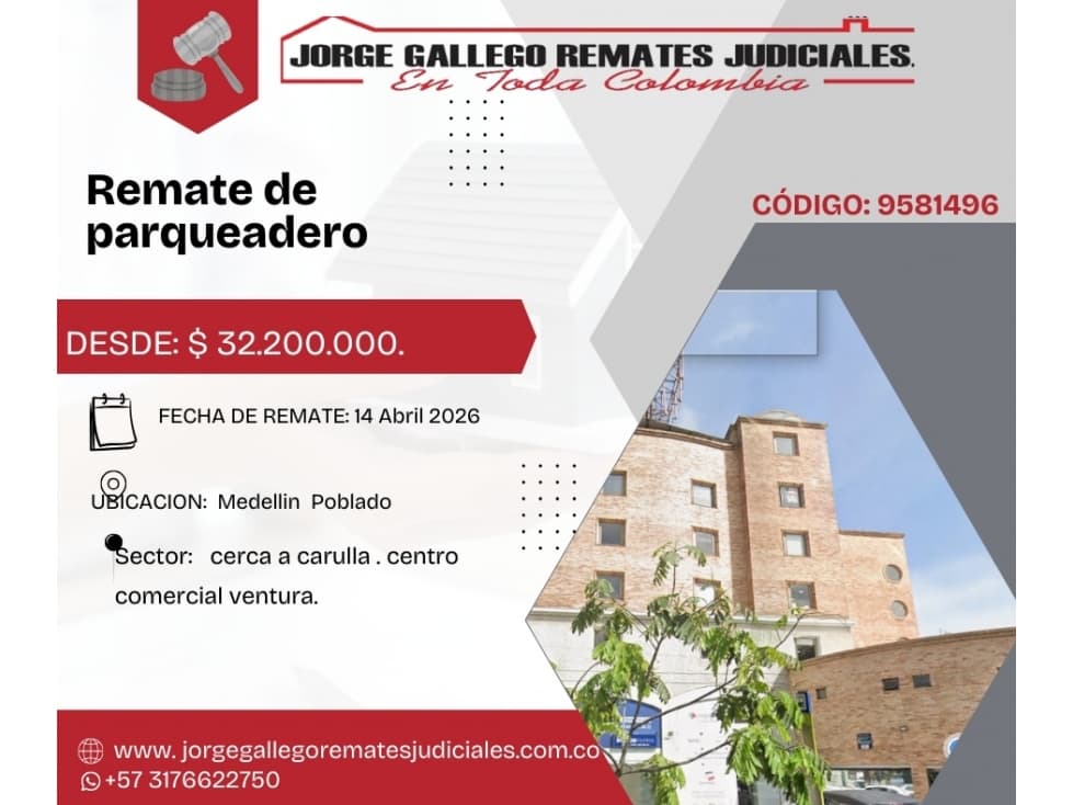 REMATE*PARQUEADERO* MEDELLIN POBLADO - 1