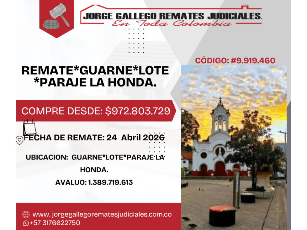 REMATE*GUARNE*LOTE *PARAJE LA HONDA. - 1