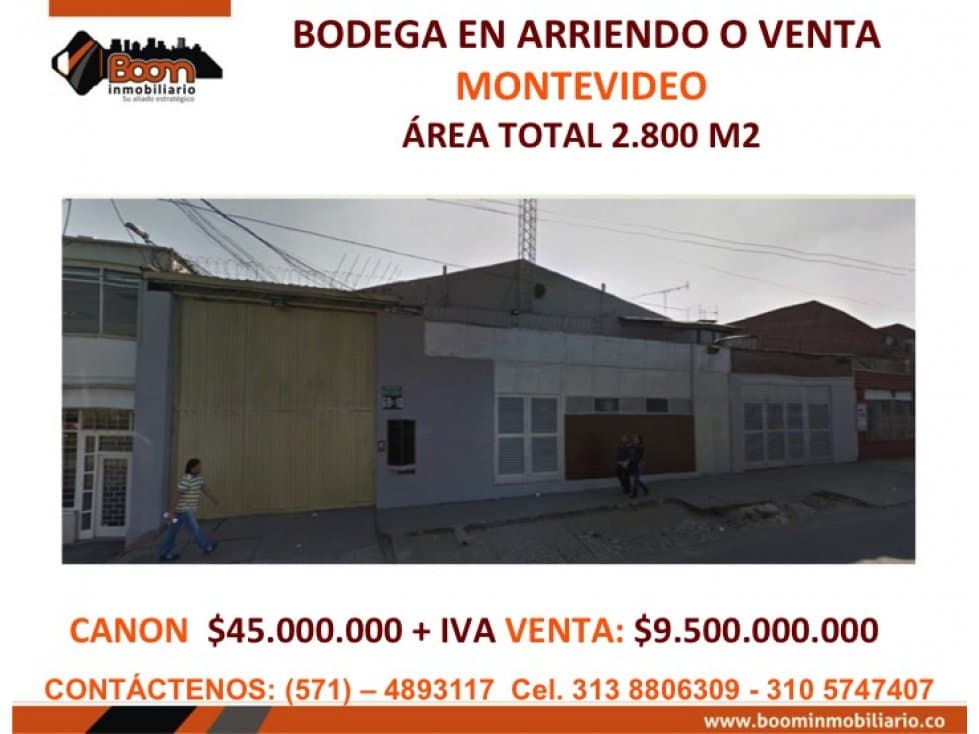 ARRIENDO O VENTA BODEGA 2.800 M2 MONTEVIDEO - 1