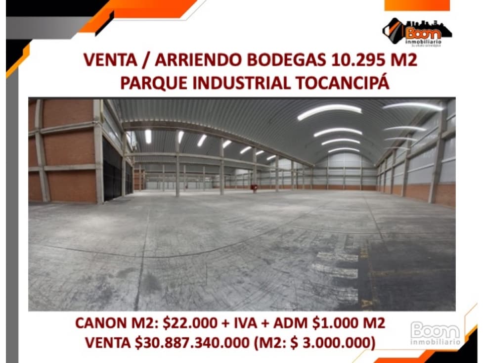 VENTA ARRIENDO BODEGAS 10.295 M2 PARQUE INDUSTRIAL TOCANCIPÁ - 1