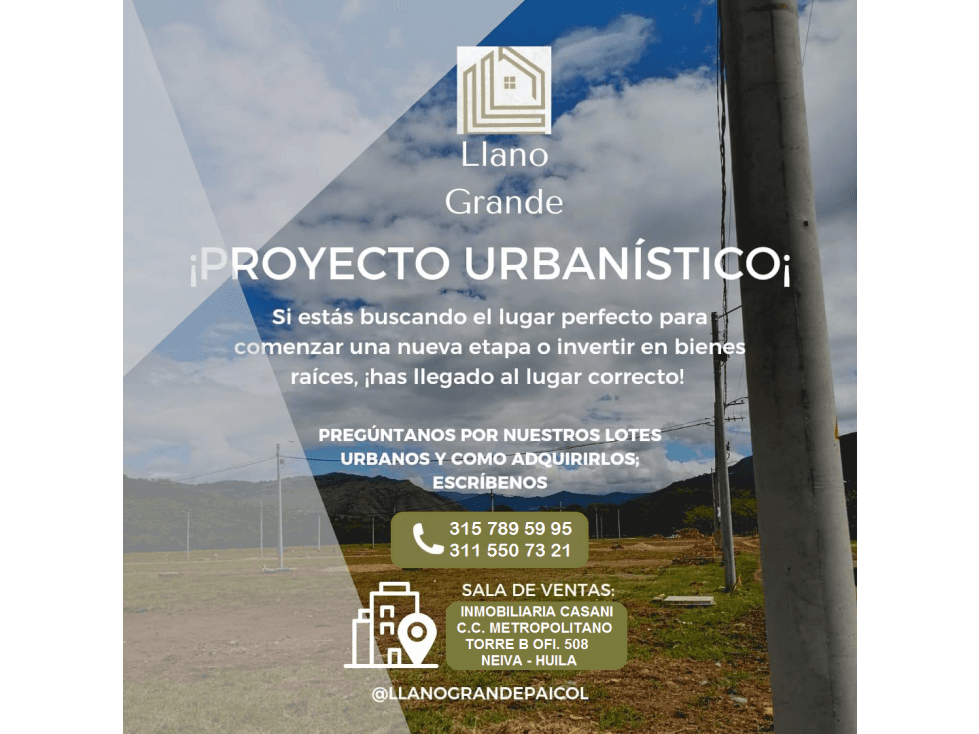 LOTES PROYECTO URBANÍSTICO EN PAICOL - 1