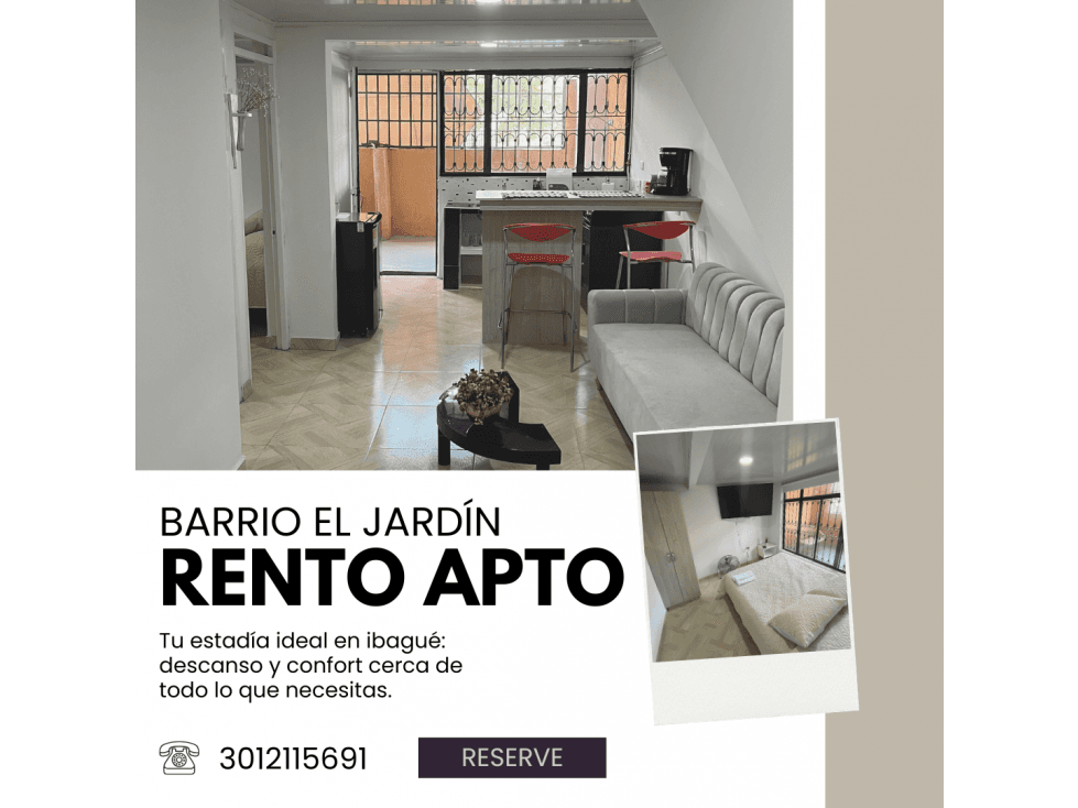 ARRIENDO APARTAMENTO AMOBLADO POR DIAS SECTOR JARDIN - 1