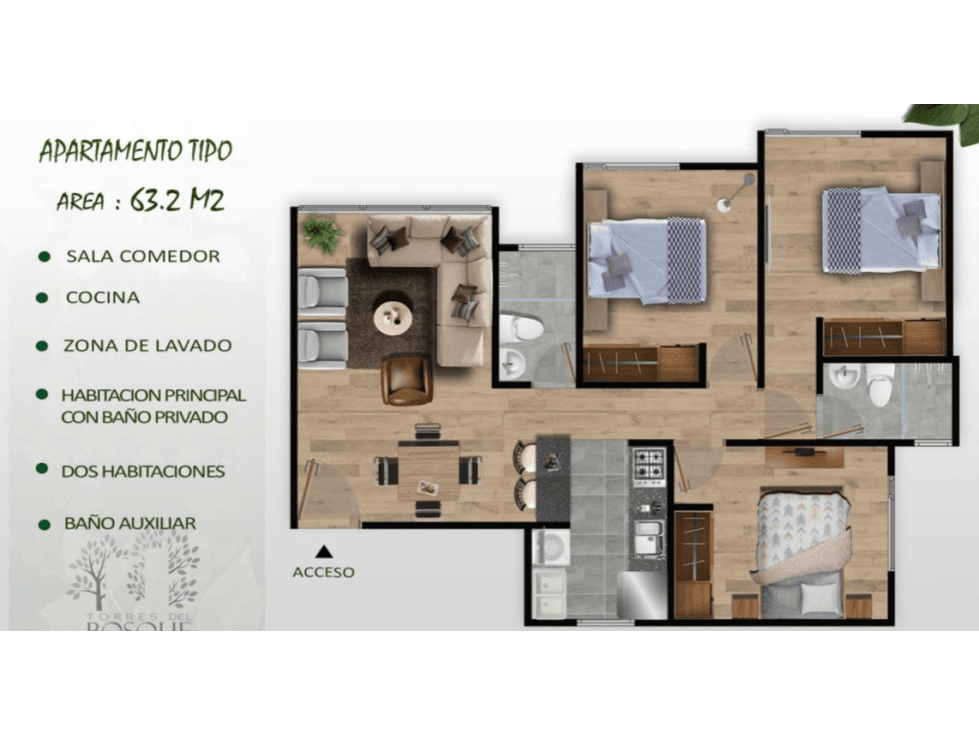 VENTA DE APARTAMENTO EN OBRA GRIS TORRES DEL BOSQUE 3 - 1