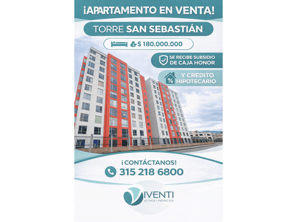 VENDO APARTAMENTO TORRE SAN SEBASTIAN NARANJA IPIALES - 1