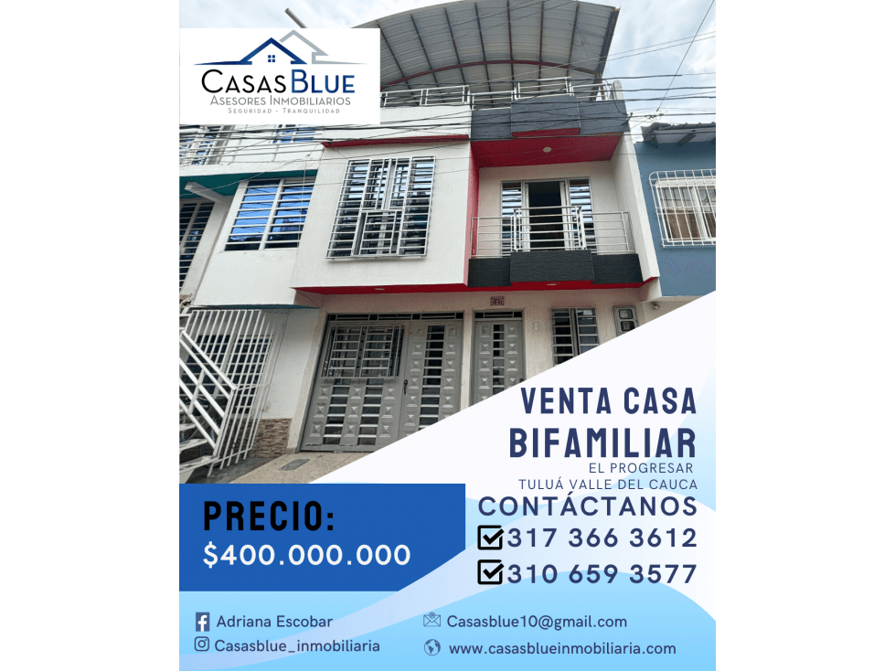 SE VENDE CASA BIFAMILIAR EN EL PROGRESAR TULUÁ VALLE DEL CAUCA - 1