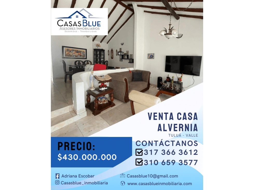 SE VENDE CASA  BARRIO ALVERNIA  TULUÁ - 1