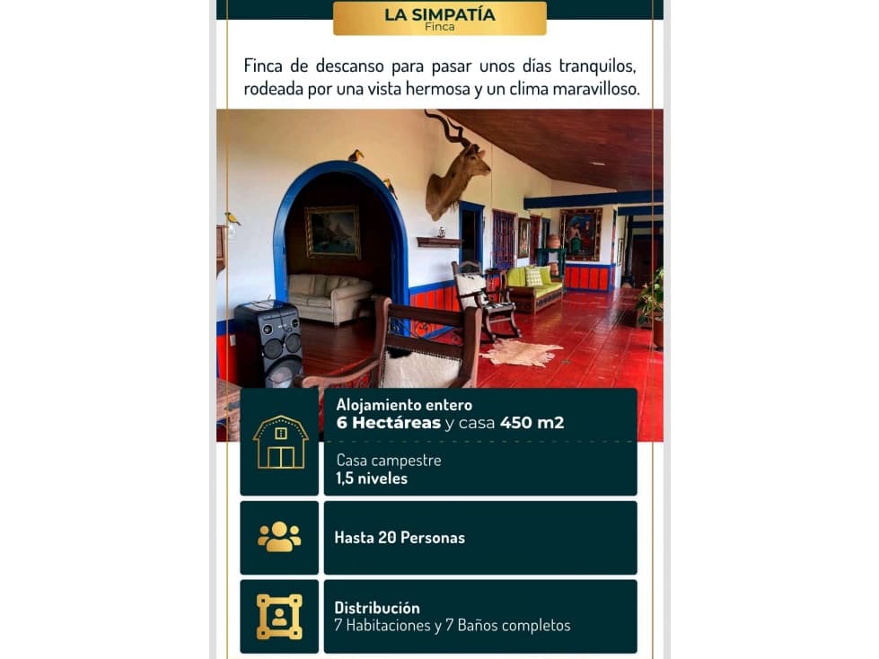 Finca para alquiler en restrepo valle del cauca descanso x dias - 1