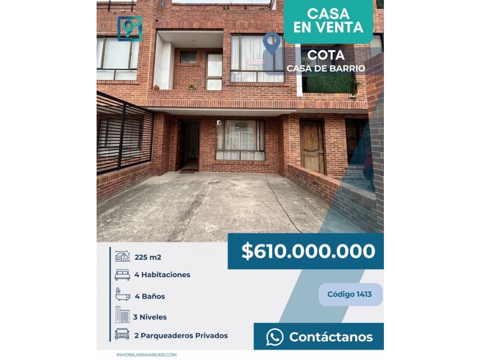 SE VENDE CASA OBRA BLANCA COTA - 1