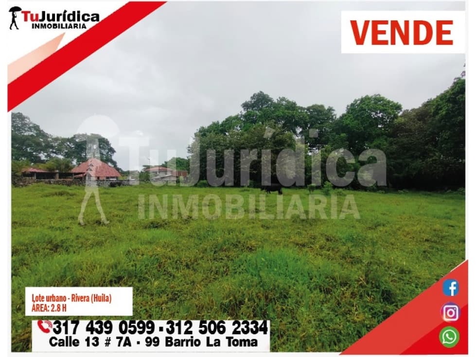 SE VENDE LOTE URBANO 2.8H - RIVERA (HUILA -COL) - 1