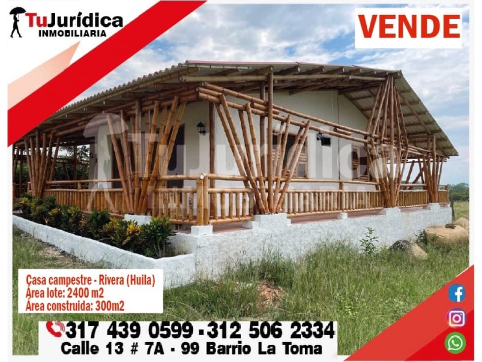 SE VENDE ESPECTACULAR CASA CAMPESTRE - RIVERA (HUILA-COL) - 1