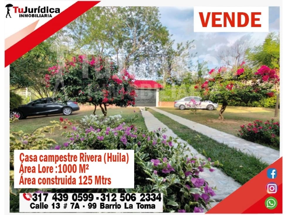SE VENDE CASA CAMPESTRE - RIVERA (HUILA - COL) - 1