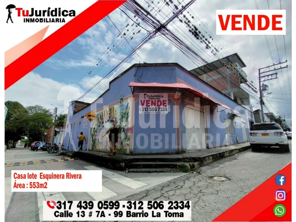 SE VENDE CASA - LOTE EN RIVERA (HUILA-COL) AREA 553 M2 ESQUINERO - 1