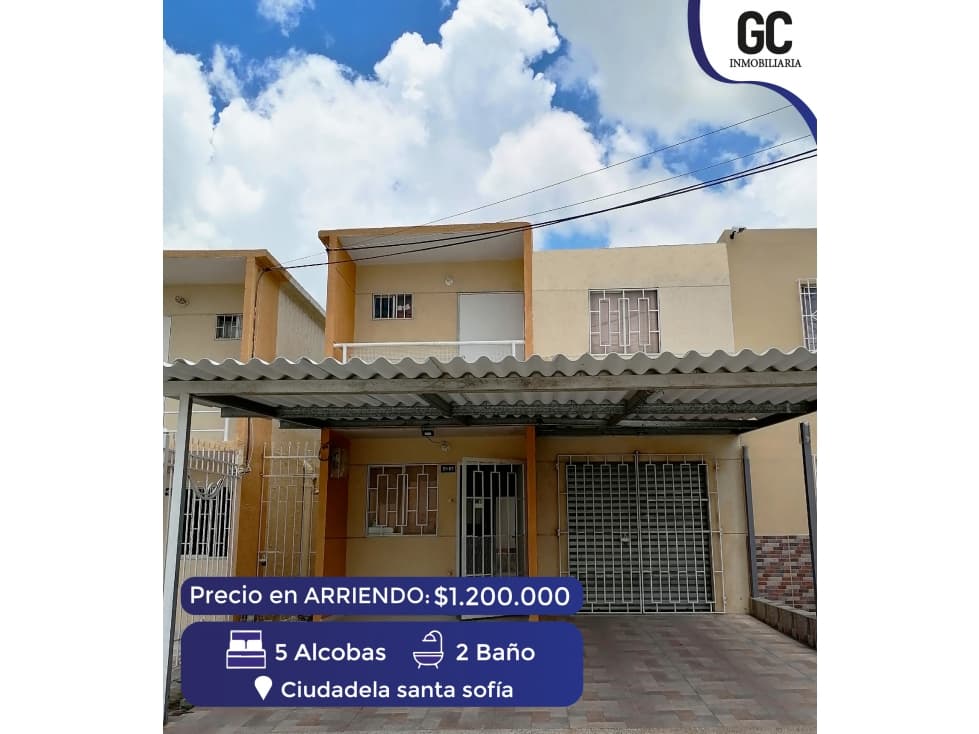 Casa en arriendo / ciudadela santa sofía, sabanagrande - 1