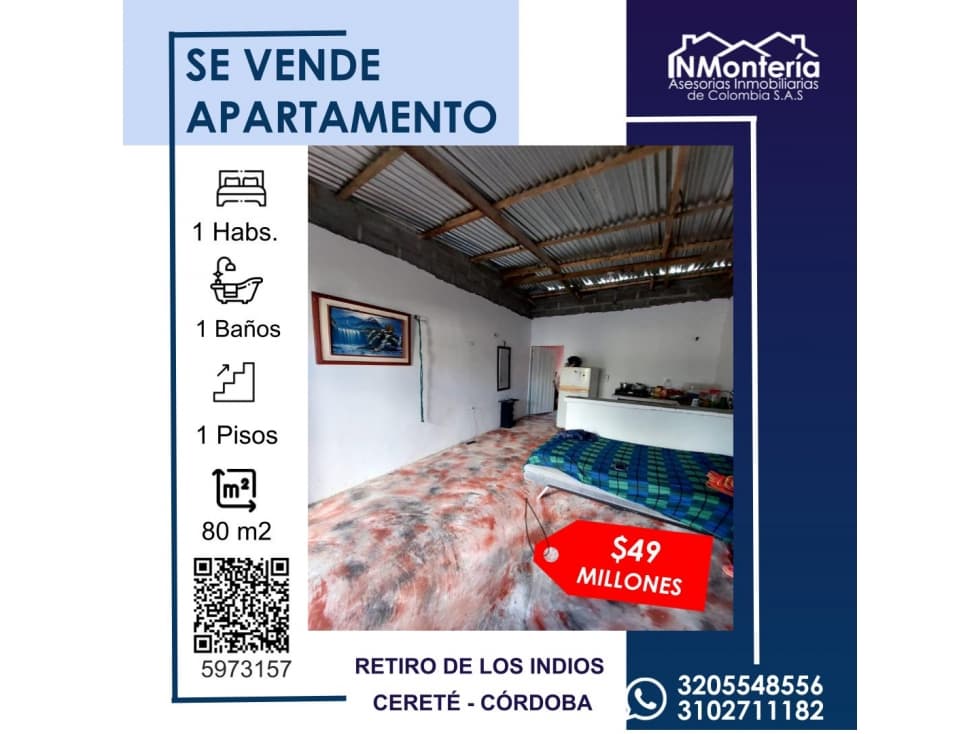 SE VENDE APARTAMENTO EN EL RETIRO DE LOS INDIOS - 1
