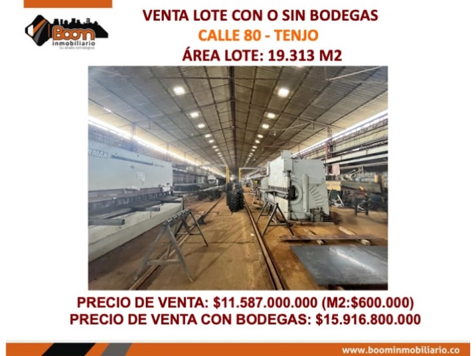 *VENTA LOTE 19.313 M2 CON O SIN DOS BODEGAS - 1